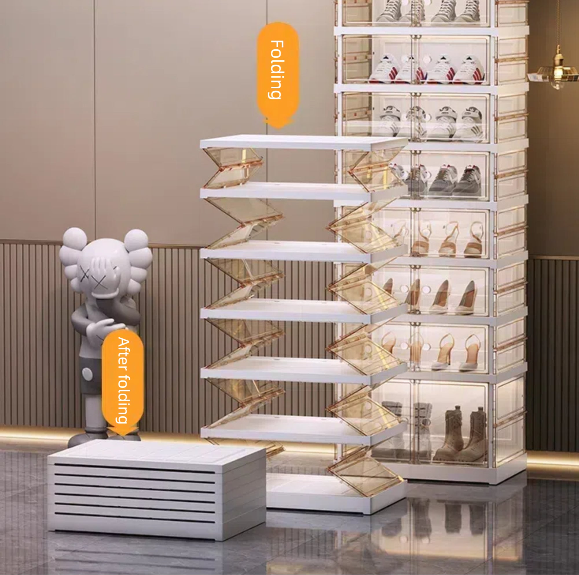 Premium Foldable Shoe Storage Organizer Cabinet – 6-Layer Clear Shoe Box Tower with Transparent PET Doors, Space-Saving Shoe Rack for Sneakers, Heels & Boots, 105cm Tall TS102T-6 Premium Foldable Shoe Storage Organizer Cabinet – 6-Layer Clear Shoe Box Tower with Transparent PET Doors, Space-Saving Shoe Rack for Sneakers, Heels & Boots, 105cm Tall TS102T-6
